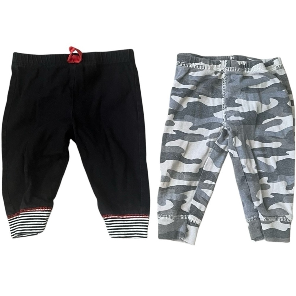 Carter’s pajamas Set of two Black and Camo embroidered baby boy’s 6 Mo cotton